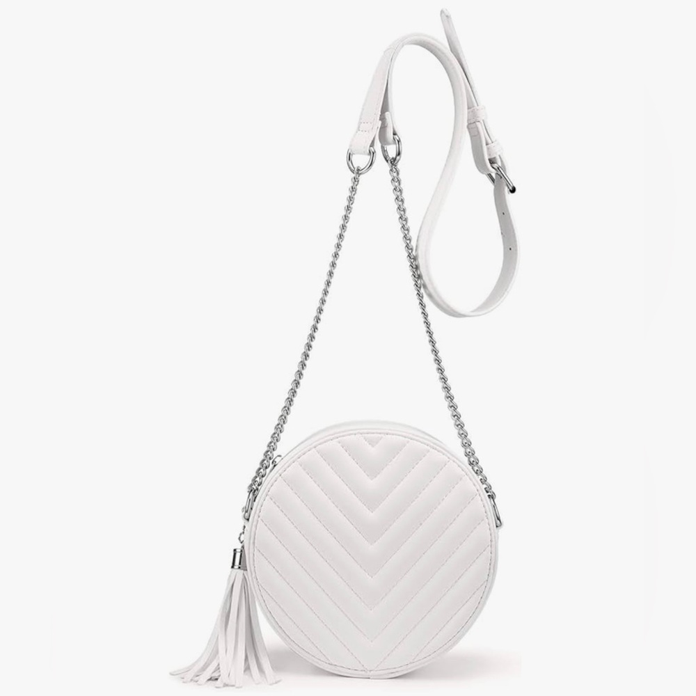 Crossbody Bags for Women Round Purse Quilted purse, Faux Leather, with Tassel